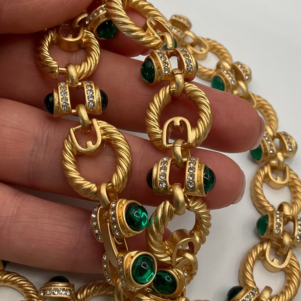 Anthropologie Gold and Green Necklace Set - Picture 3 of 6